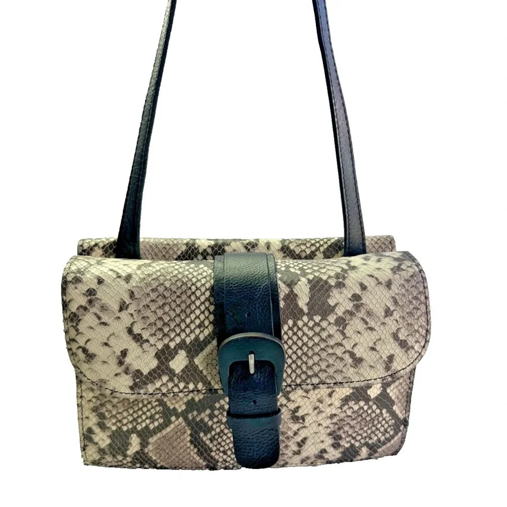 Patricia Nash Tauriana Portland Python Leather Crossbody Organizer Flap Bag Purs